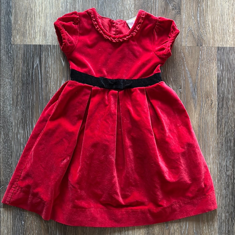 Red A-Line Dress with Puff Sleeves and Peter Pan Collar Size 4-5 years old
